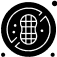 Black silhouette of a chef's hat with crossed forks and spoons behind.