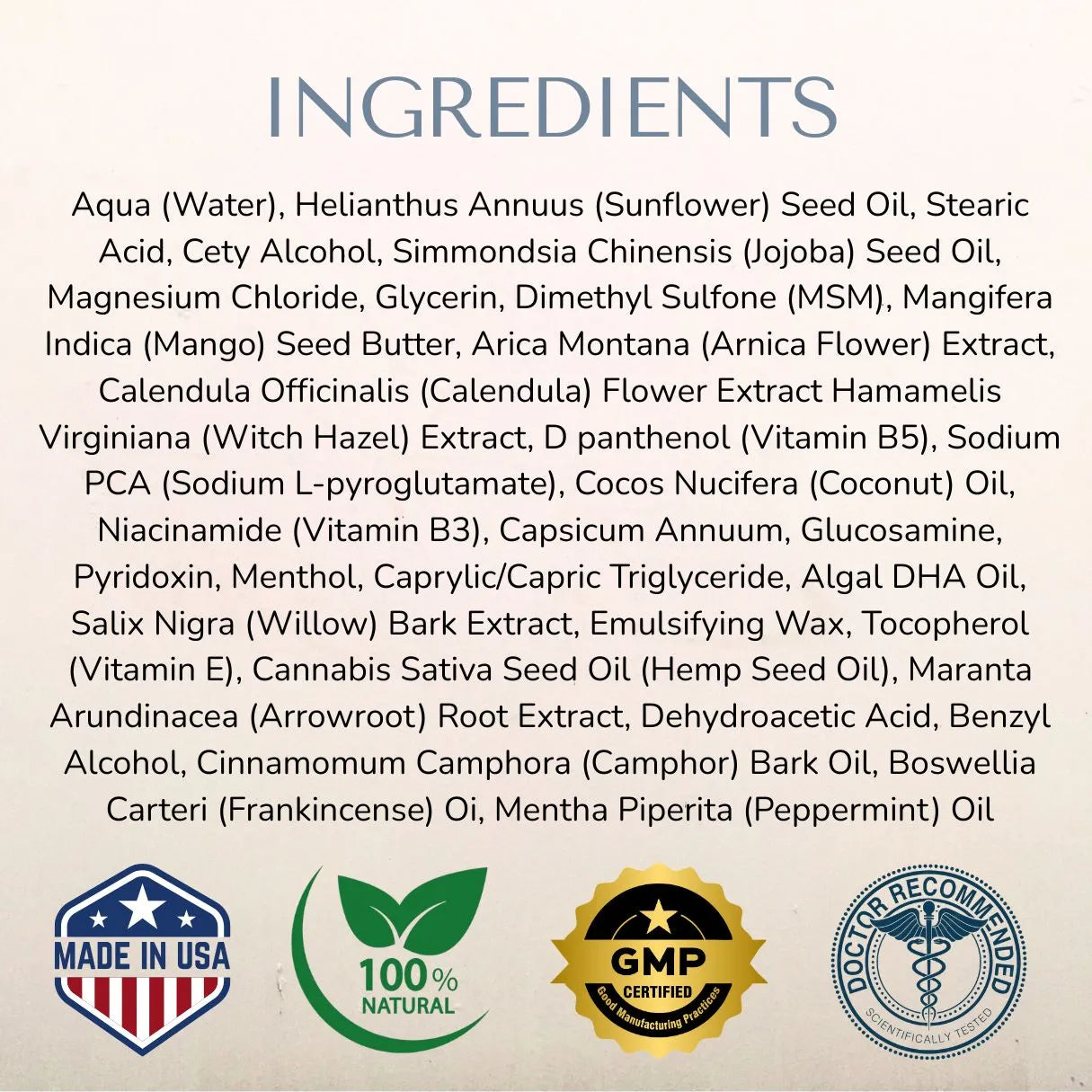 Nerve Balm™ Neuropathy Cream Ingredients