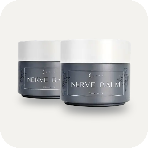 Two jars of Lune Nerve Balm on a white background.